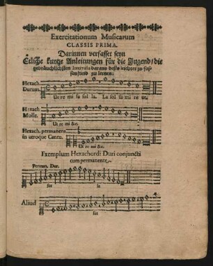 Exercitationum Musicarum Classis Prima.