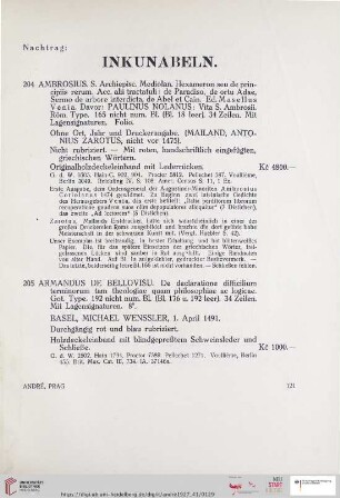 Nachtrag (Nr. 204 - 211)