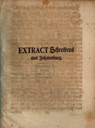 Extract Schreibens aus Johansburg