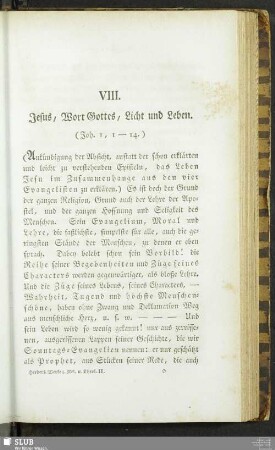 VIII. Jesu, Wort Gottes, Licht und Leben. (Joh. I., 1 - 14.)