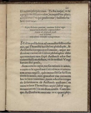 Caput decimum quartum, continens Galeni argumentationem adversus temporis definitionem ab Aristotele traditam [...]