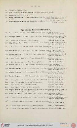 Japanische Farbenholzschnitte, Waffen, Miniaturen, Handzeichnungen, Kupferstiche (Nr. 1237-1342)