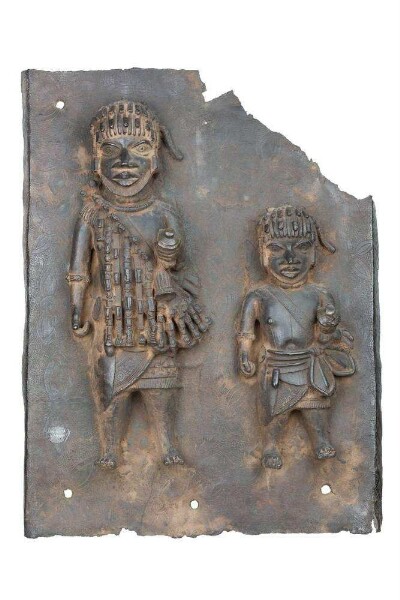 Relief plate: Warrior with companion