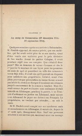 Chapitre IV - Au camp de Holzminden (29 décembre 1914 - 30 septembre 1916)