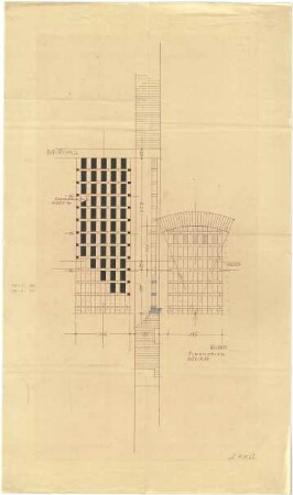Döllgast, Hans; München; Alte Pinakothek, Wiederaufbau - Fenster (Grundriss; Ansicht; Schnitt)