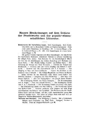 Neuere Erscheinungen auf dem Gebiete der Prachtwerke und der populär-wissenschaftlichen Litteratur