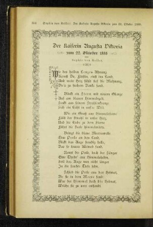 ¬Der¬ Kaiserin Augusta Viktoria : zum 22. Oktober 1888