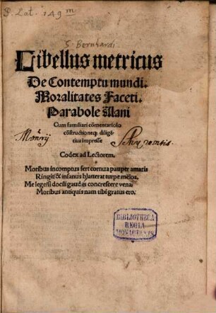 Libellus metricus De Contemptu mundi