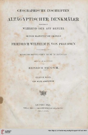 Band 1: Geographische Inschriften altägyptischer Denkmäler