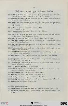Schmucksachen: geschnittene Steine (Nr. 444-483)