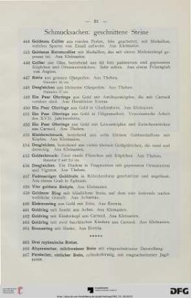 Schmucksachen: geschnittene Steine (Nr. 444-483)