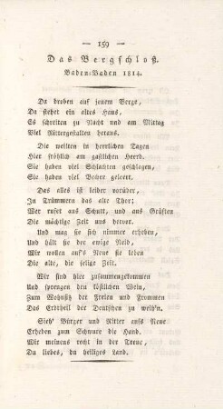 Das Bergschloß. Baden-Baden 1814