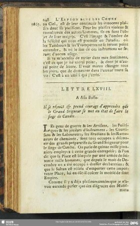Lettre LXVIII. A Asis Bassa