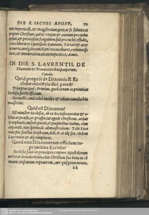 Concio in die S. Laurentij