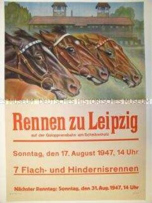 Maueranschlag mit Ankündigung eines Pferderenntags in Leipig