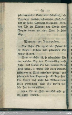 Warnung vor Augenpulver