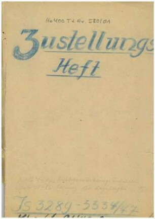 Wagner, Georg, Oberpostinspektor, Sulz: Zustellungsheft
