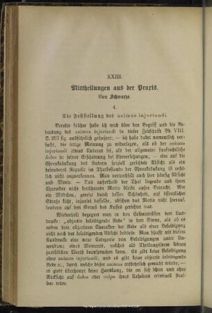 XXIII. Mittheilungen aus der Praxis