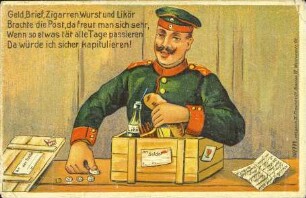 Geld, Brief, Zigarren, Wurst und Likör [...]