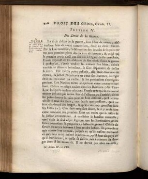 Section V. Du Droit de la Guerre