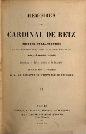 Mémoires du Cardinal de Retz, 2