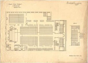 Fischer, Theodor; Stuttgart; Gustav-Siegle-Haus - Grundriss 1. OG m. Bestuhlungsplan