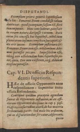 Cap. VI. De officio Respondentis superioris.