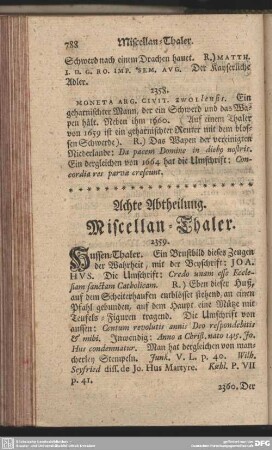 Achte Abtheilung. Miscellan-Thaler