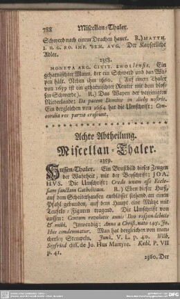 Achte Abtheilung. Miscellan-Thaler