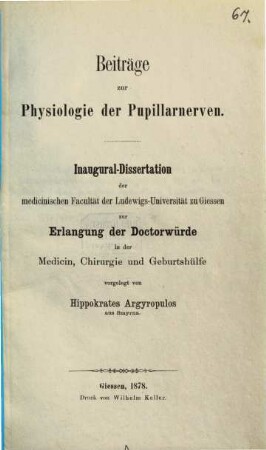 Beiträge zur Physiologie der Pupillarnerven