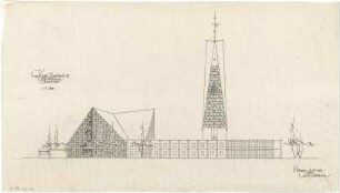 Gsaenger, Gustav; München - Bogenhausen; Ev. Kirche, Parkstadt III. - Ostseite (Ansicht)