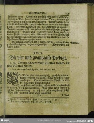 Die vier und zwantzigste Predigt