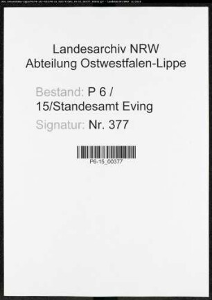 Sterberegister Standesamt Lünen-Eving
