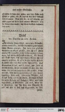 Brief von Clarissen an Lady Hariote