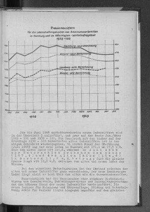 Preisindexziffern für die Lebenshaltungskosten von Arbeitnehmerfamilien in Hamburg und im Vereinigten - Wirtschaftsgebiet 1938 = 100