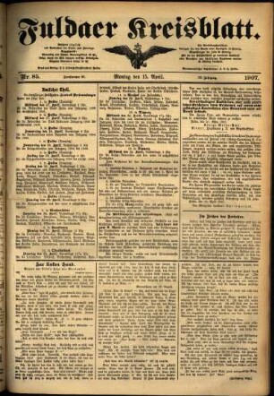 Ausgabe vom Montag, den 15. April 1907.