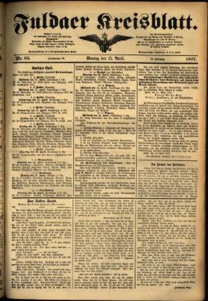 Ausgabe vom Montag, den 15. April 1907.