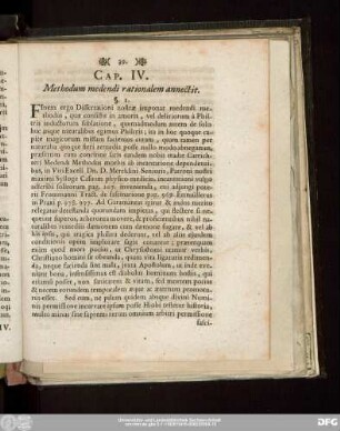 Cap. IV. Methodum medendi rationalem annectit.