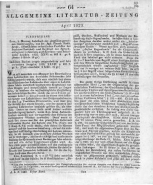 Linde, J. T. B. v.: Lehrbuch des deutschen gemeinen Civilprocesses. Bonn: Marcus 1825