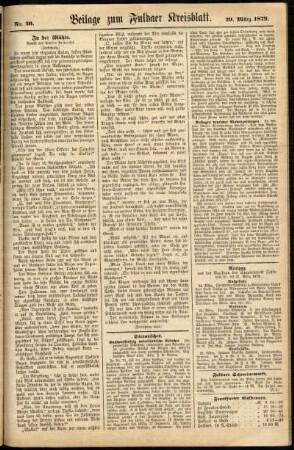 Zweite Ausgabe vom Samstag, den 29. März 1879.
