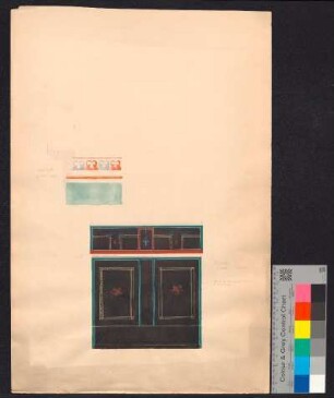 Klassizistische Wanddekoration im Stil pompejanischer Wandmalereien