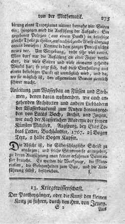 13. Kriegswissenschaft.