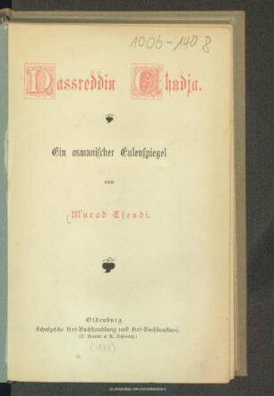 Nassreddin Chodja : ein osmanischer Eulenspiegel