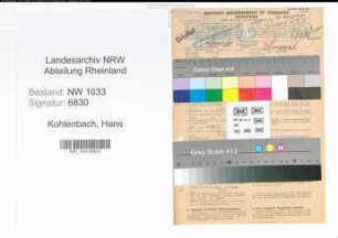 Entnazifizierung Hans Kohlenbach , geb. 17.07.1911 (Maschinenschlosser)