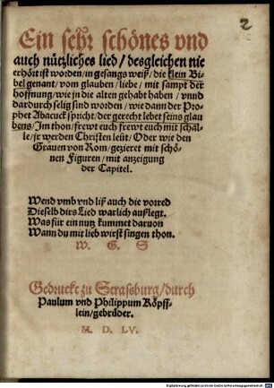 Ein sehr schönes und auch nützliches Lied, die klein Bibel genannt