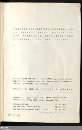 Gebäude für die zusammenfassende Unterbringung von kleinen und mittleren Betrieben des Handwerks und der Industrie