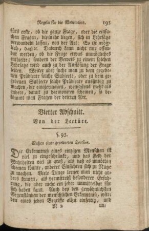 Vierter Abschnitt. Von der Lectüre