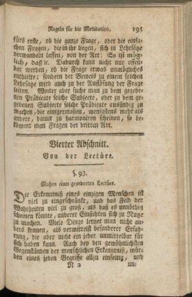 Vierter Abschnitt. Von der Lectüre