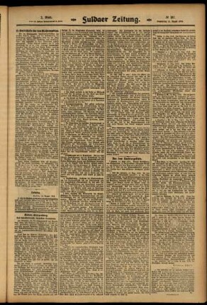 Zweite Ausgabe vom Donnerstag, den 14. August 1913.