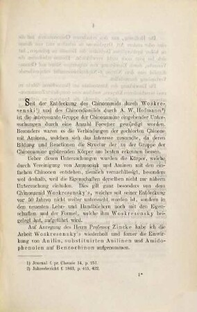 Ueber die Einwirkung von Ammoniak, Aminen und Amidophenolen auf Benzochinon : Inaug.-Diss. d. U. Freiburg